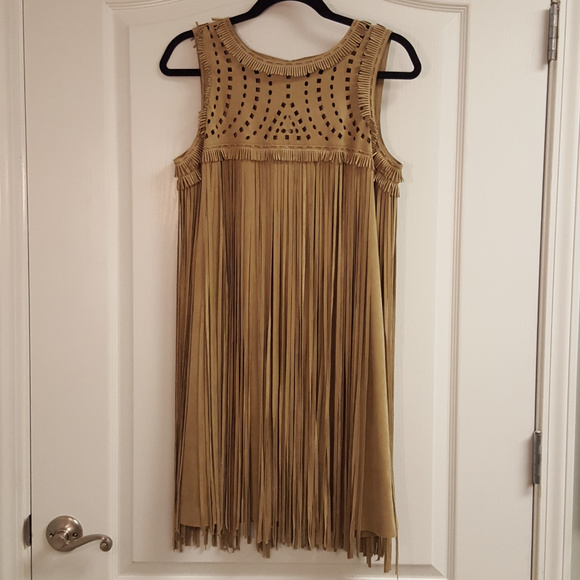 Chelsea & Violet Dresses & Skirts - Chelsea & Violet Fringe Faux Suede Dress